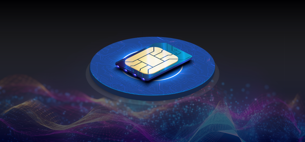 Blue SIM Card on blue platform